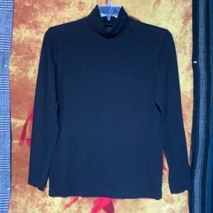 H&M-women’s black cotton blend long sleeve slim-fit turtleneck sweater/shirt